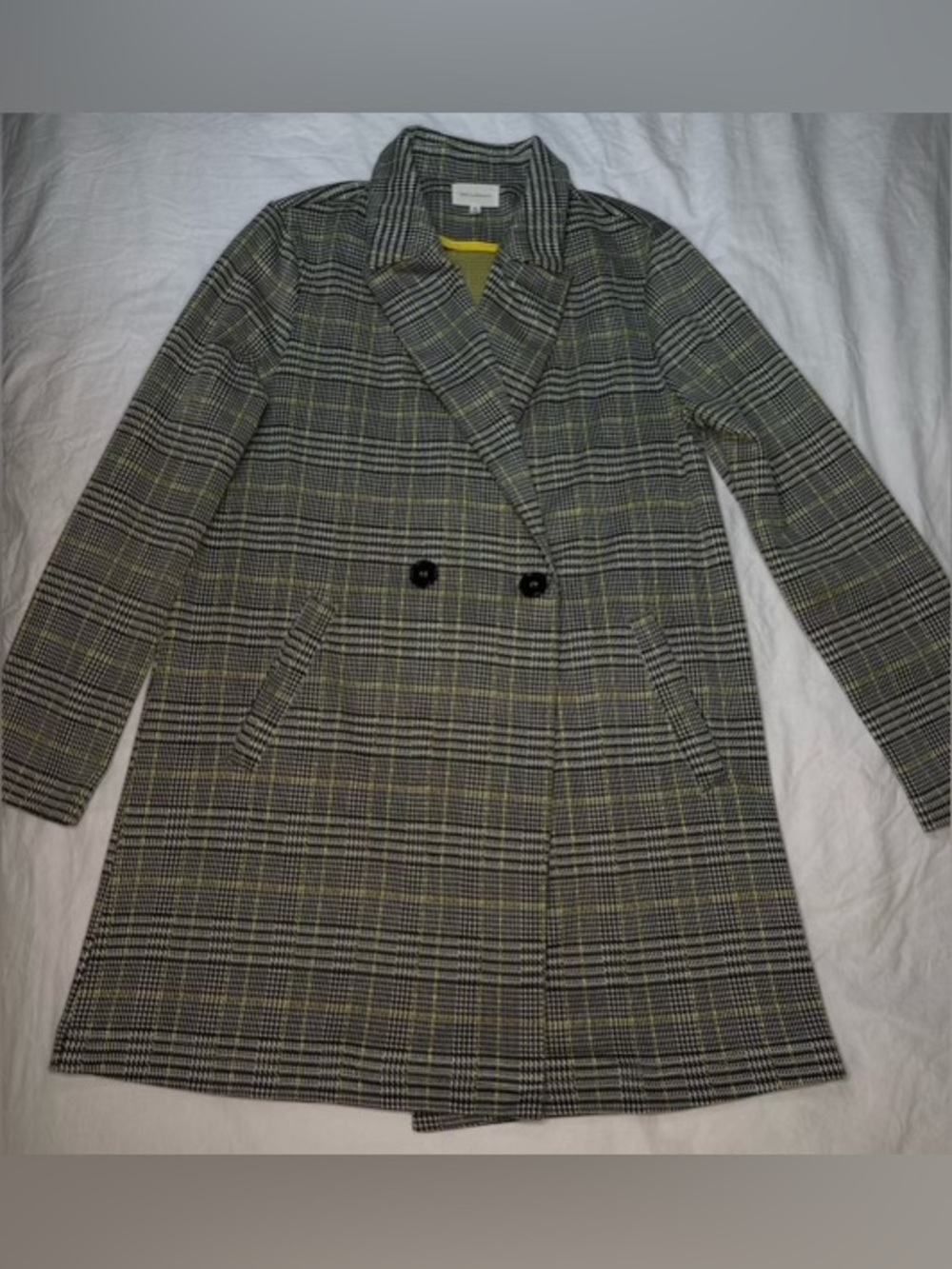 MELLODAY Plaid Trench Coat Yellow & Black Clueless • Back to School Medium